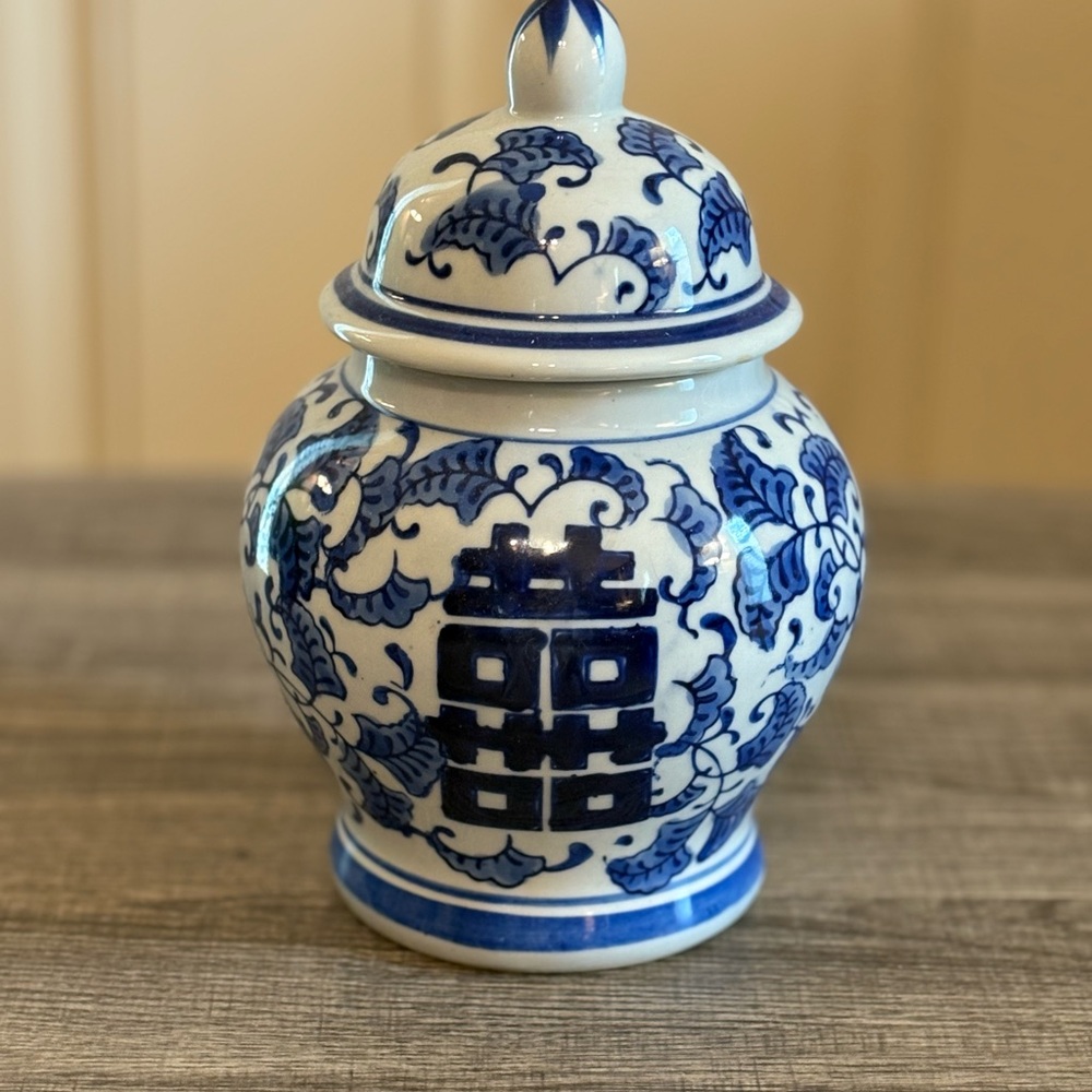 Benzara Blue and White Ceramic Ginger Jar
